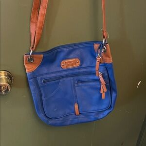 Fossil Blue and Tan Crossbody Bag